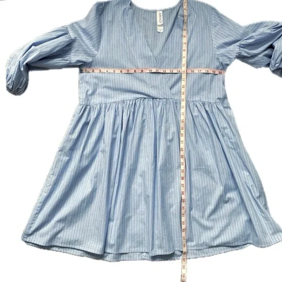 NEW ANTHROPOLOGIE AMADI Ambra Shirt Dress Striped‎ Oversized Long Puff Sleeves M - Picture 9 of 9